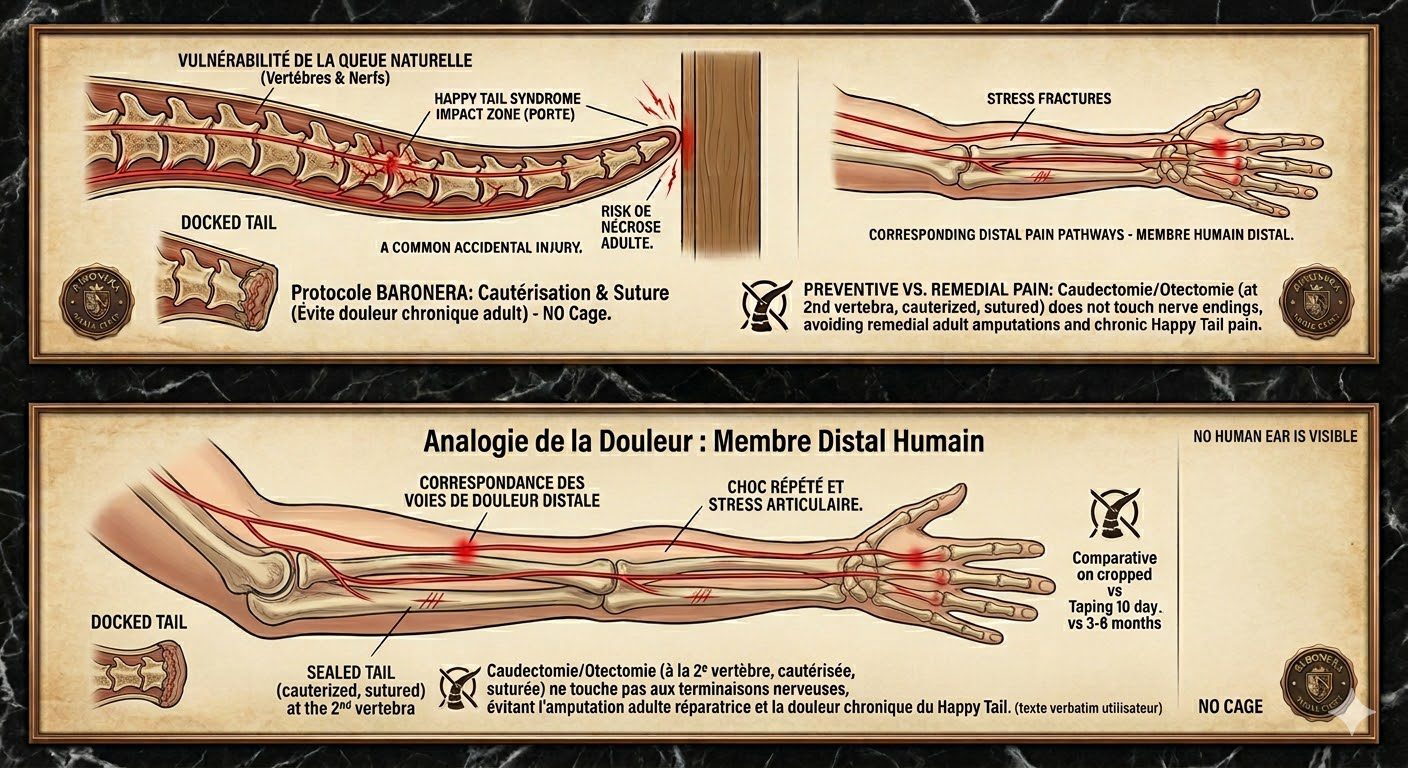 Otectomie Dobermann et analogie douleur queue bras humain