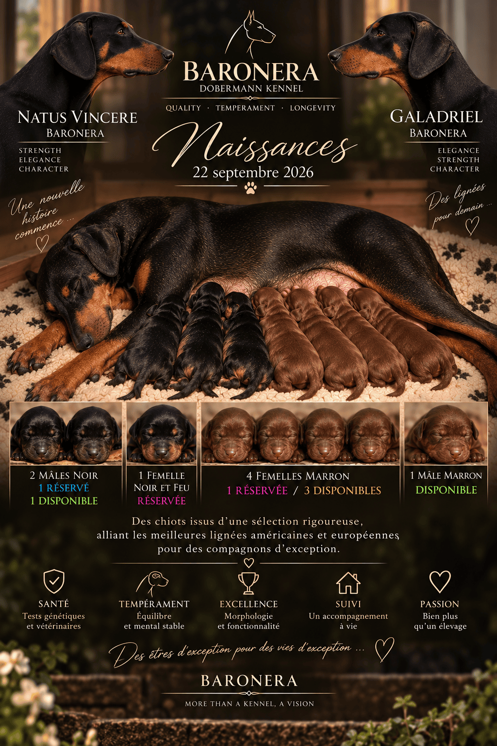 Portée Dobermann BARONERA – chiots disponibles