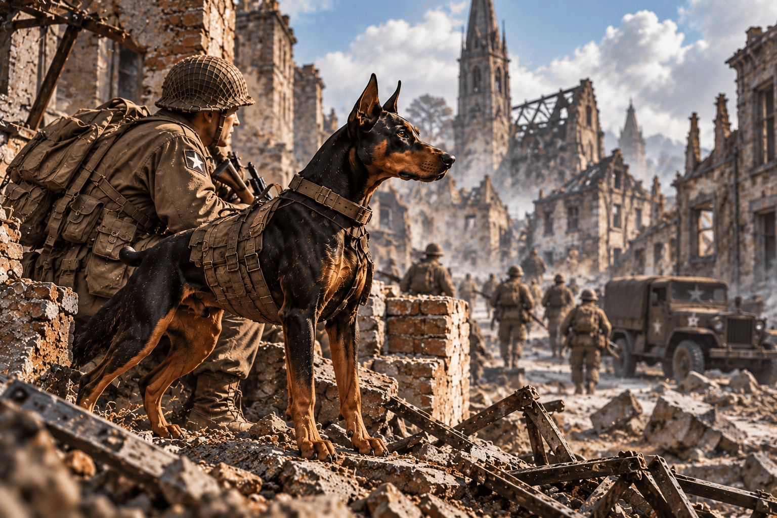 Dobermann de travail pendant la Seconde Guerre mondiale